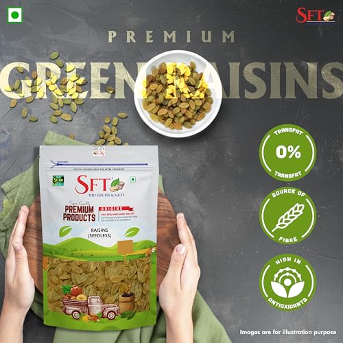 Image of SFT Pure Raisins Seedless /Kishmish, 500g, Source Of Potassium, Premium Dry Fruits, Green Raisins