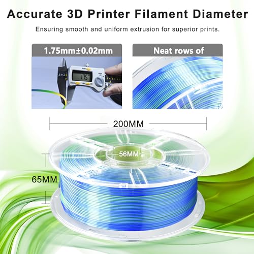 Image of iBOSS Silk PLA Plus 3D Printer Filament 1kg, Tri Color Gold Green Blue PLA Pro 1.75mm, Shiny Multi Color Change Filament 3D Printing PLA Filament for Most FDM 3D Printer(Silk Gold-Green-Blue)