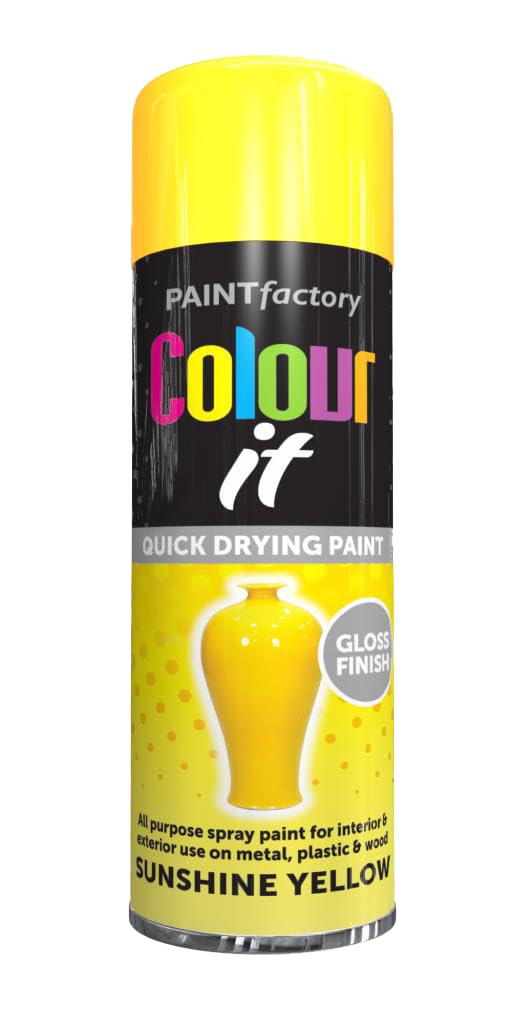 SCHNAZZ - 2 x All Purpose Sunshine Yellow Aerosol Spray Paint 250ml Fast Dry, Quick Drying Spray and Excellent Coverage for Wood, Metal, Plastic, Glass and More