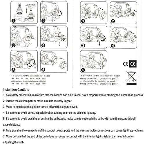 9004 Hb1 Led Headlight Bulbs High Low Beam 6000K Bright White 12000Lm 4 Side Cob Chips Car Headlamp Automotive Conversion Kit (Pack Of 2) #TOP6