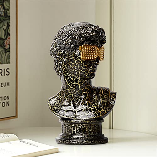 Livelyfish 7.9" Creativity Statue Of David, Greek Art Michelangelo David Head Statue Roman Man Bust Sculpture Handmade Resin Ornament For Home Office Tabletop Decor, Gifts #TOP1
