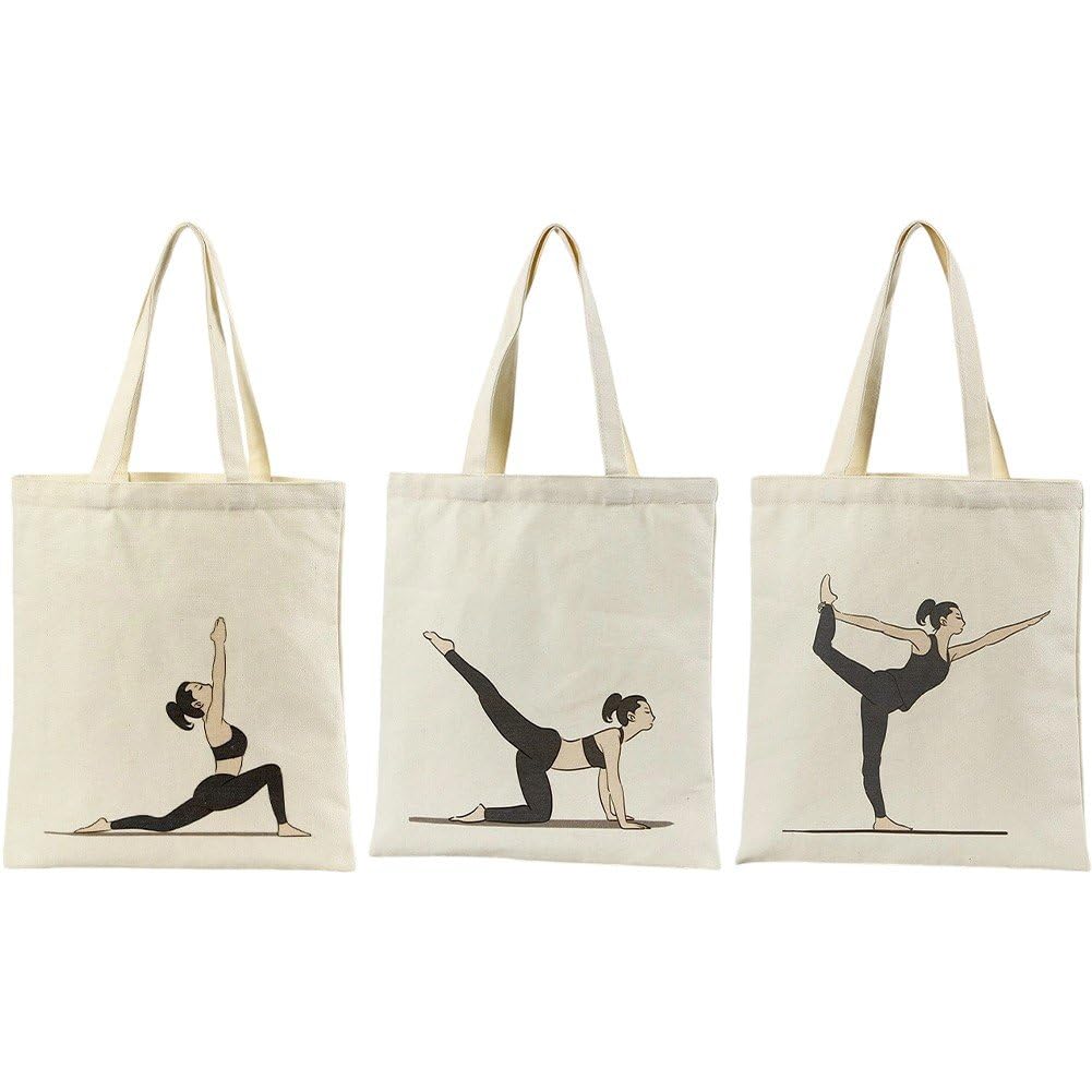 Fourre-Tout 3 Pièces pour Danseurs Sac à Bandoulière en Toile Motif Yoga Unisexe
