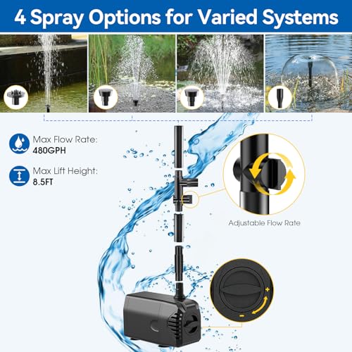 Image of Antfraer 40W Solar Pond Pump with Filter Kit, Foldable Solar Panel & 3-Stage Filtration System, 4 Nozzles Pond Filter for Outdoor Ponds, Garden Waterfalls, Koi Ponds & DIY Water Features