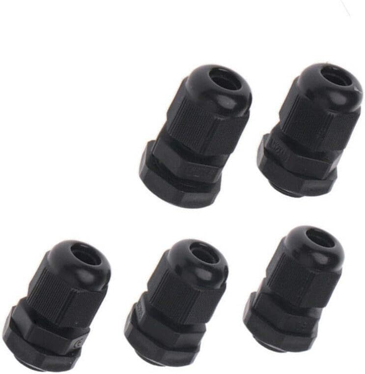Cable Gland 5PCS IP68 M12L Plastic Waterproof Cable Locknut Stuffing Glands Adjustable Stuffing Gland for Home/Garden/Outdoor Lighting Cable (Black)