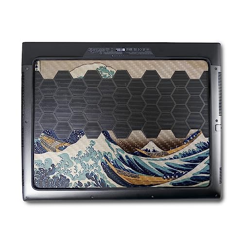 Image of MightySkins Carbon Fiber Skin Compatible with Alienware M18 R1 (2023) Full Wrap Kit - Great Wave of Kanagawa | Protective, Durable Textured Carbon Fiber Finish | Easy to Apply | Made in The USA