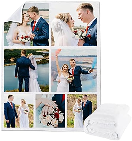 Lehaha Personalised Fleece Blanket from Photo Collage for Kids or Adults,Customised Pet Flannel Blankets with Picture for boys girl,Family Birthday Gift(baby 30x50 in(80x120cm))