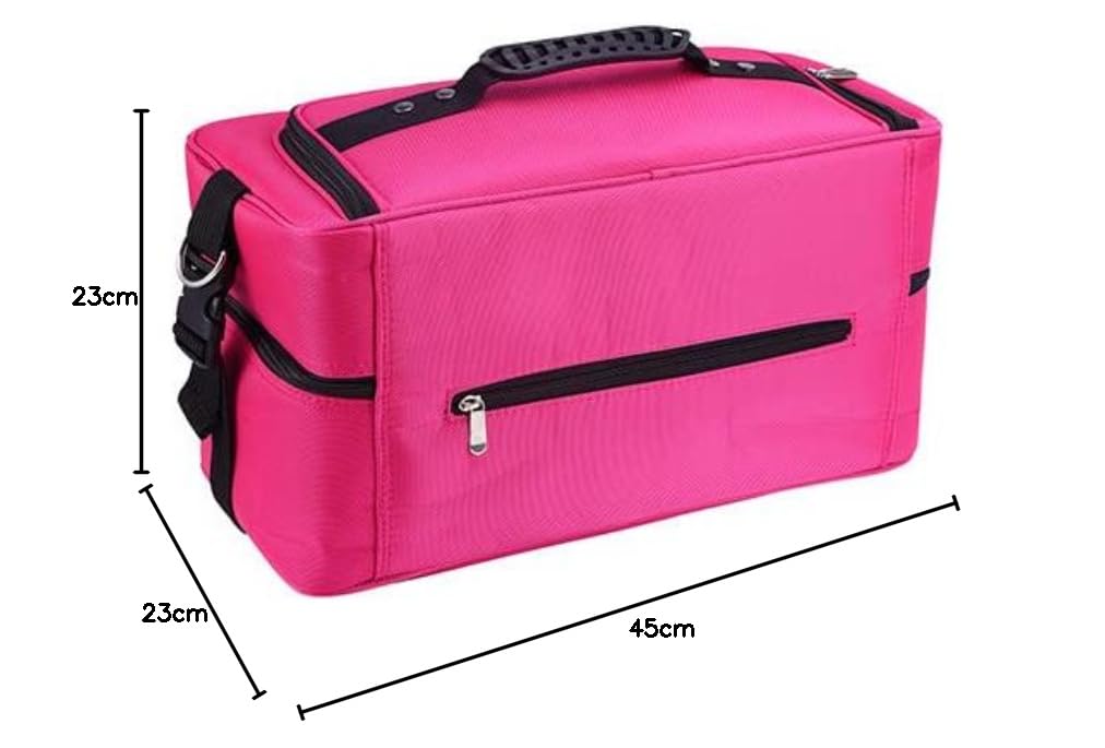 YouBella Jewellery and Make Up Organiser PU Leather Zipper Portable Storage Box Case with Dividers Container for Rings, Earrings, Necklace Home Organizer, Pink