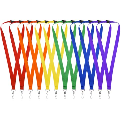 WEZEBEL 12 Stück Regenbogen Umhängebänder für Ausweise Schlüssel Büro Schule und Veranstaltungen Polyester