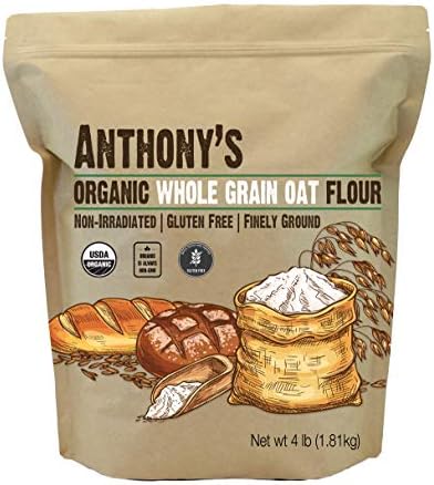 Anthony's Organic Whole Grain Oat Flour, 4 lb, Gluten Free, Non GMO, Non Irradiated, Finely Ground, Vegan