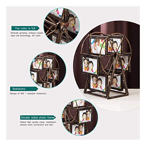 Joindatat Rotatable Windmill Ferris Wheel Picture Frames, Tabletop Family Tree Photo Frames, 5" Diy Cute Multiple Carousel Photo Frames For Home Décor Christmas Birthday Gifts (Retro 1) #TOP2