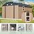 Outdoor Storage Shed, 10 X 12 FT Large Metal Utility Tool Sheds with Floor Frame & Windows, Steel Garden Shed with Updated Frame Structure for Backyard Patio Lawn, Brown
