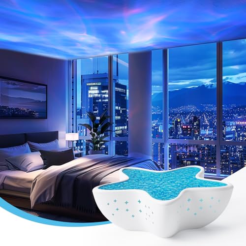AmmToo Northern Lights Projector, Ocean Wave Shower Light Projector Light for Bathroom Classroom, Galaxy Night Light for Kids Dorm Decor, Cute Room Decor Aesthetic (White)