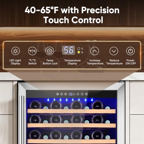 Image of 24 Inch Wine Fridge, 54 Bottle Wine Cooler Refrigerator