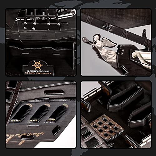 Fanbusa 3D Led Puzzle Ship Model Kits For Adults Kids To Build, Ship Building Kits Desk Decoration Sailboat, Large Model Pirate Ship Kits Watercraft Family Puzzle For Men Women Gifts #TOP2