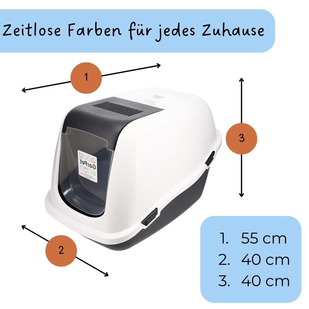 2er Set Katzenklo mit Deckel Aktivkohlefilter - Haube kippbar - extrahohe Unterschale große XXL Katzentoilette Hauben Toilette Doppelpack Sparpaket Katzentoiletten