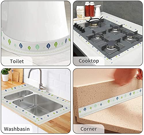 Image of Sink Oil Proof Caulk Tape Strip PVC Self Adhesive Caulking Sealing Tape for Kitchen Sink Platform Toilet Bathroom Shower and Bathtub, Basin, Toilet. 3.8m*3.2cm (Set of 1) - Multi Print