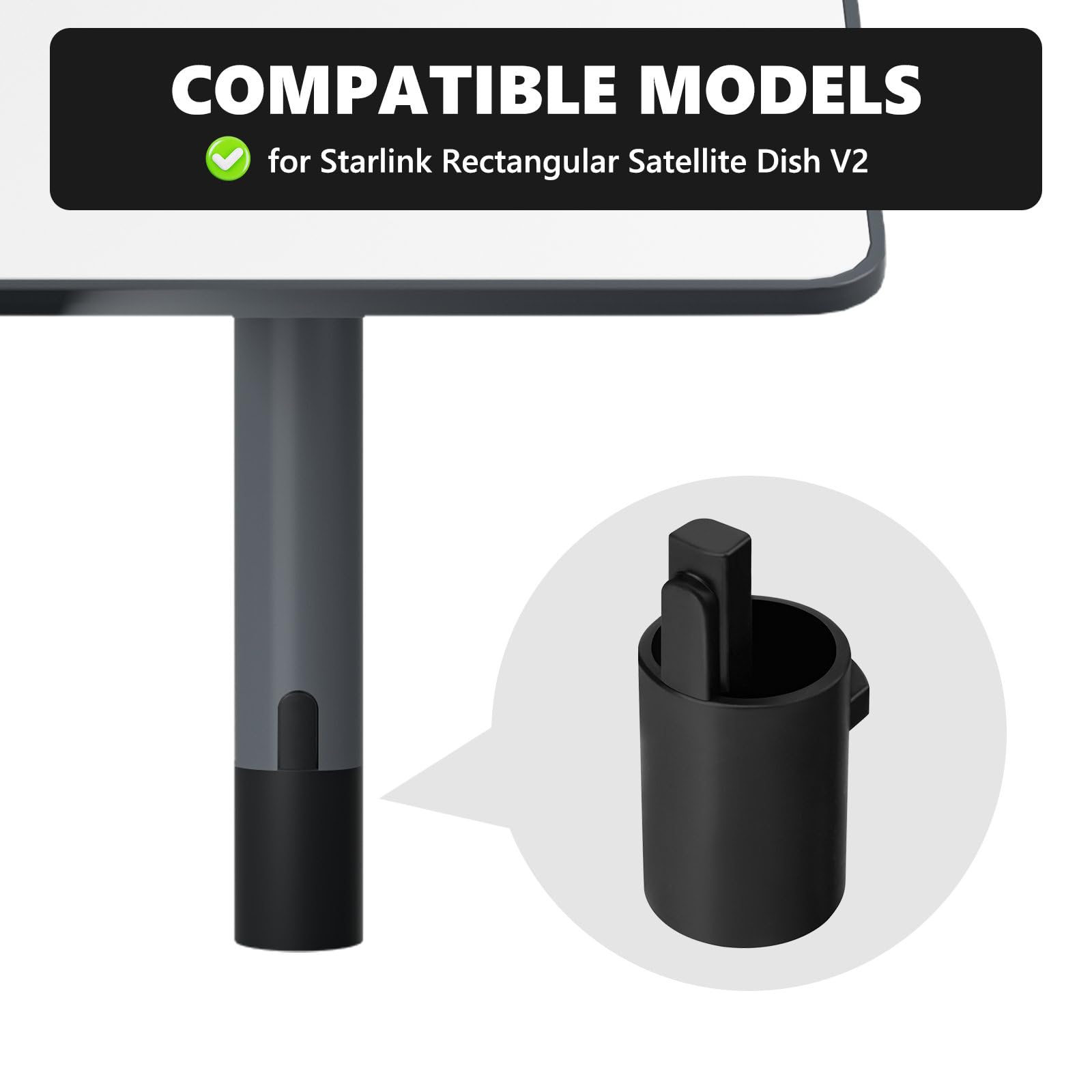 Klutchtech Starlink Gen 2 Standard Actuated Antenna Socket Starlink V2 Dish End Protective Cap Accessories, Black