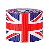ユニオン ジャック リボン ロール,5フィート赤白青リボン | 手芸、スクラップブッキング、ヘアボウ、プレゼントラッピングに最適 幅38 uskela