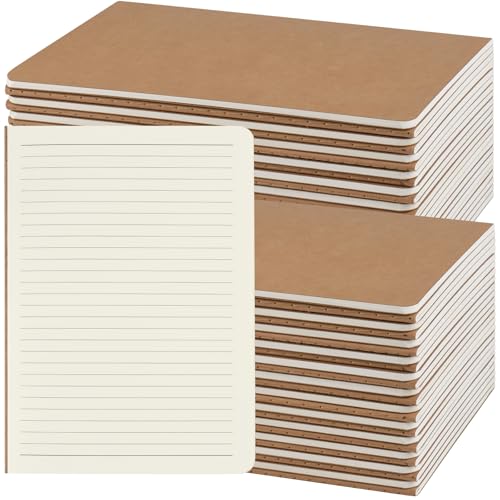 ZCZN A5 Cahiers Lignés Kraft 60 Pages par Bloc，Lot of 48 Blocs Carnet de Notes，80 gsm，Bloc Note Carnet Dessin，30 Feuillets Lignés