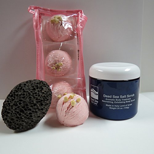 Bubble Bath Truffles: Cherry Almond 3 Pack Bath Truffles, 24 oz Dead Sea Spa Care Almond Dry Salt Scrub and Pumice Stone by Dead Sea Spa Care, Bubble Bath, Bubble Truffles, Bath Bombs