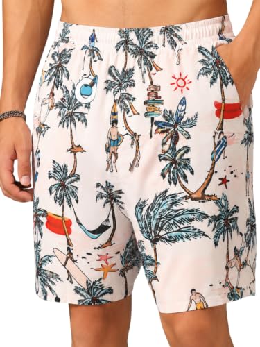Image of Leriya Fashion Men's Rayon Printed Shorts | Elastic Waist Printed Summer Outfit | Relaxed Fit Casual Short's with Pockets | Lightweight Beach & Lounge Wear | Gym Boxer Shorts for Men