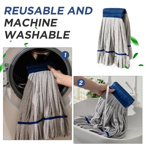 Image of Hushee 6 Pack Large Microfiber Tube Mop Heads 18 oz Heavy Duty Commercial Industrial Wet Mop Head Refill Reusable Machine Washable Looped End Mopheads for Hardwood, Tile, Laminate Floors (Grey)