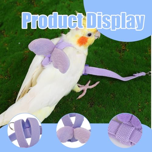 DLPRK Vogel Geschirr 2er-Pack, Papageien Fluggeschirr, Verstellbares Vogelgeschirr, Haustier Geschirr und Leine (für Nymphensittiche Kleine Mittelgroße Papageien)