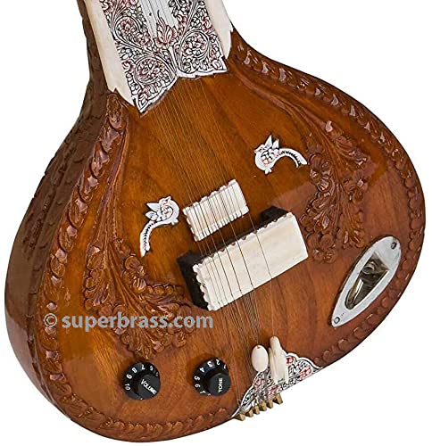 Sitar indien en bois de cèdre avec manche renforcé. Supporte une tension de 19 cordes. Config Ravi Shankar - Les Beatles, Paul McCartney, John Lennon, RIngo Starr, George Harrison Sitar indien en bois de cèdre avec manche renforcé. Supporte une tension de 19 cordes. Config Ravi Shankar – Image 3