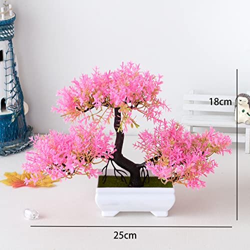 Verve Jelly Artificial Plants Mini Fake Bonsai Cedar Flower Pine Tree Plant Japanese Cedar Bonsai Plant for Home Office Desk Table Decor Pink 1 - Image 2