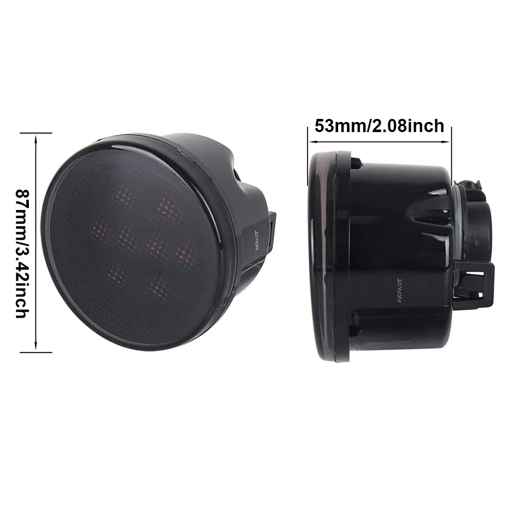 2pcs 12V DRL Feux de jour Clignotants compatible avec Jeep Wrangler J-KU J-K 2007-2018, IP67 Étanche Antichoc Antipoussière Lentille Fumée Star LED