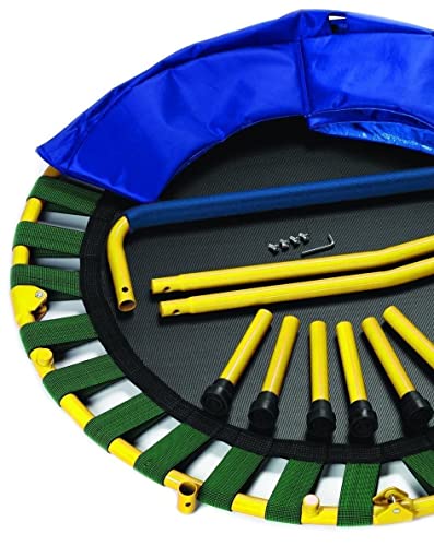 Kewltax Kids Trampoline Portable & Foldable 36 Inch Round Jumping Mat For Toddler Durable Steel Metal Construction Frame With Padded Frame Cover And Handle Bar (Yellow - Blue (36 Inch)) #TOP5