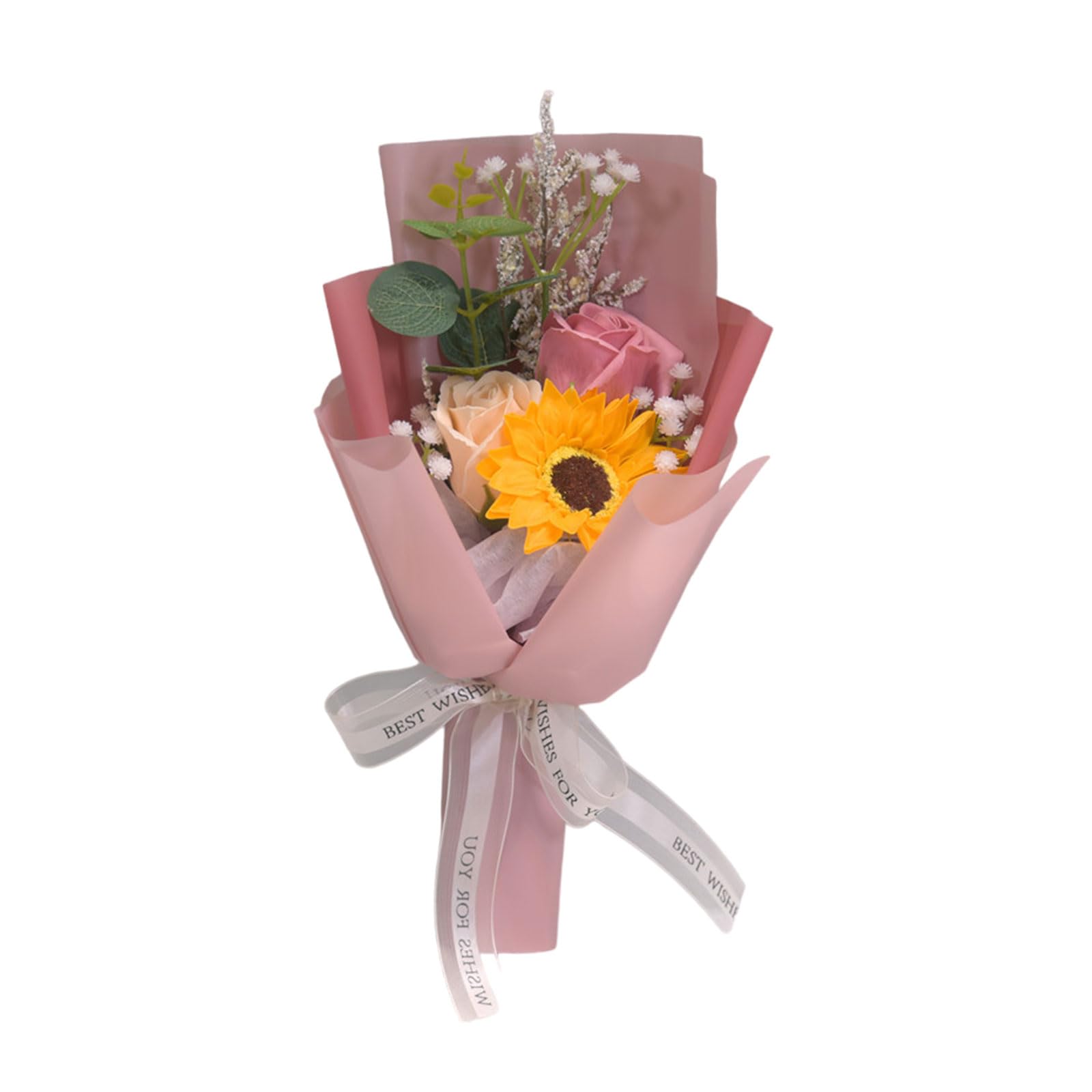 Hsioluted Artificial Sunflowers Bouquets Rose Bouquets with Ribbon for Graduation Ceremony Birthday Anniversary Present Unique Present Ideas