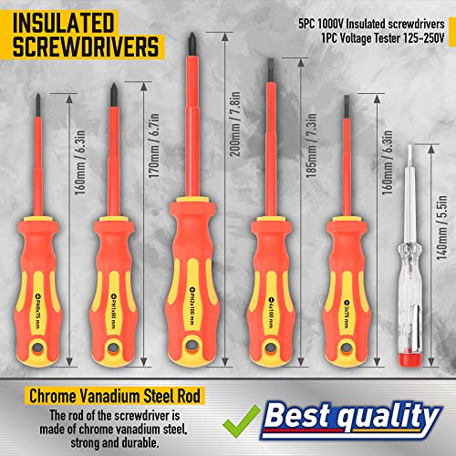 Image of Magnetic Screwdrivers Set with Case, Amartisan 72-piece Includs Slotted, Phillips, Hex, Square, Pozidriv,Torx Bits and Insulated Screwdriver Set (1000V), Tools for Men