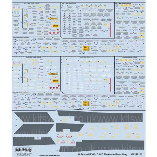 Décalcomanies de stencils pour F-4B/C/D Phantom II échelle 1/48 KW148118