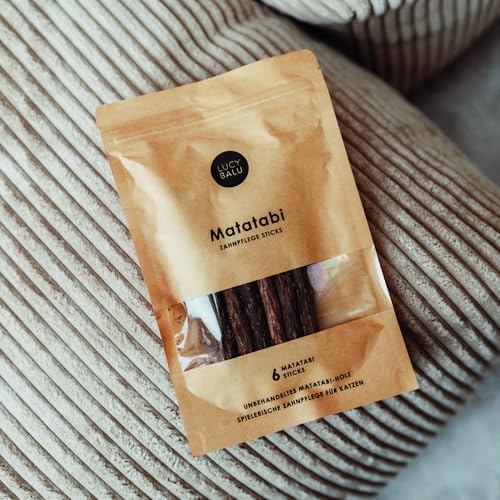 LucyBalu® 6x Matatabi Sticks für Katzen | Katzen Zahnpflege Natur |Kauknochen für Katzen Mundgeruch | Katzen Sticks aus Matatabi Holz | Katzen Zahnbürste | Matatabi Katzenspielzeug Selbstbeschäftigung