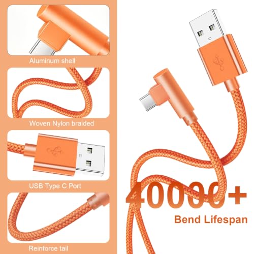 OCEEK USB-A to USB-C Right-Angle Cable 3Pack 6FT, Nylon Braided - image 5