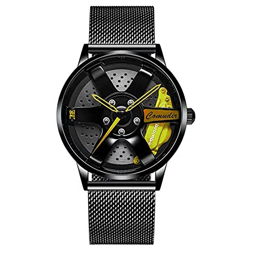 Relojes Hombre/Reloj Hombre Barato/Reloj Hombre Digital/Acero Inoxidable Correa Tejida/Manos Amarillo Cover