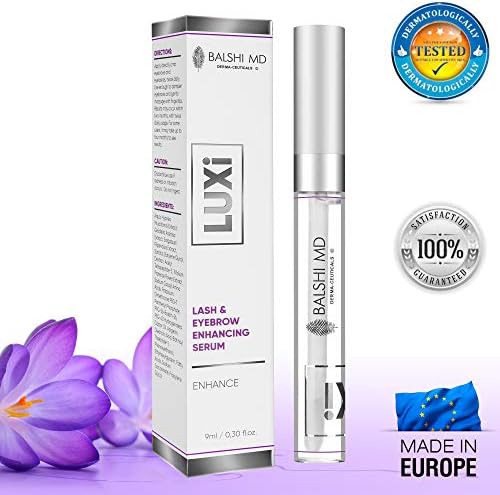 LUXi Eyebrow & Lash Growth Serum with Peptides for Thicker Fuller Brows, Longer Eyelashes  Natural Grow Booster Volume Enhancer Strengthening Conditioner - Intense Rapid Results 9ml/0,30oz