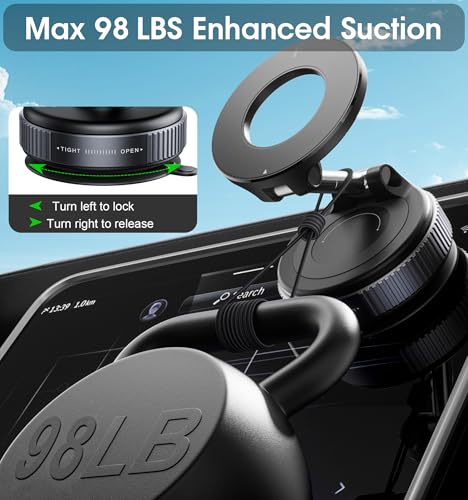 image for REOKILY 2026 Upgraded Vacuum Magnetic Car Phone Holder 360° Reinforce