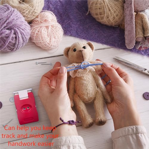 Image of 2 Pieces Knitting Counters, Knitting Needle Marking Tool, Plastic Knitting Stitch Counter, Crochet Yarn Row Counter Red