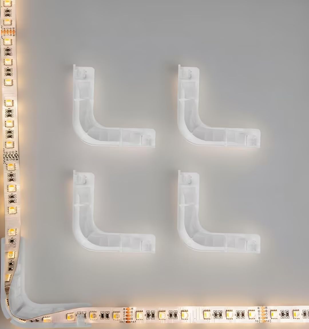 BOXPUT LED-Ecklichtstreifenverbinder RGB LED Strip Lichtverbinder Kit – TV-Streifen-Eckhalterungen für nahtlose Verbindung von 8–12 mm LED-Streifen (weiß)