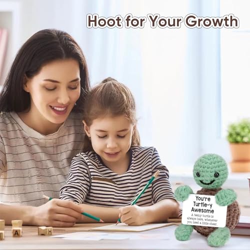 Schildkröte Kuscheltier Positive Geschenke,Turtle Gifts Emotional Support Geschenk Deko Gestrickte Mini Emotionale Unterstützung Schildkröten Gehäkelte Kuscheltiere Geburtstag für Frauen Geschwister