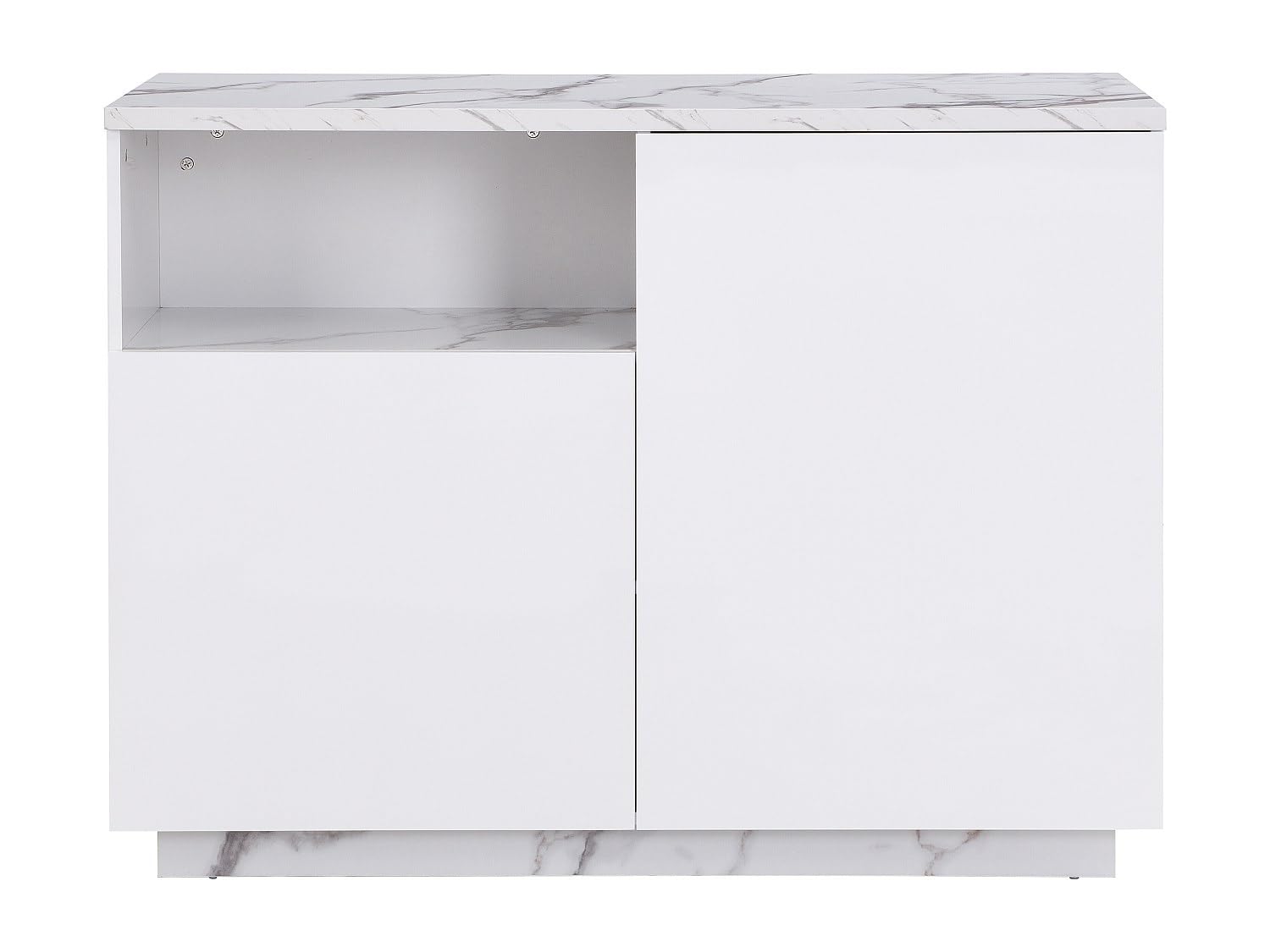 Venta-Unica - Isla de Cocina con 2 Puertas y 1 Estante de MDF - Efecto m·rmol Blanco - CORELINA