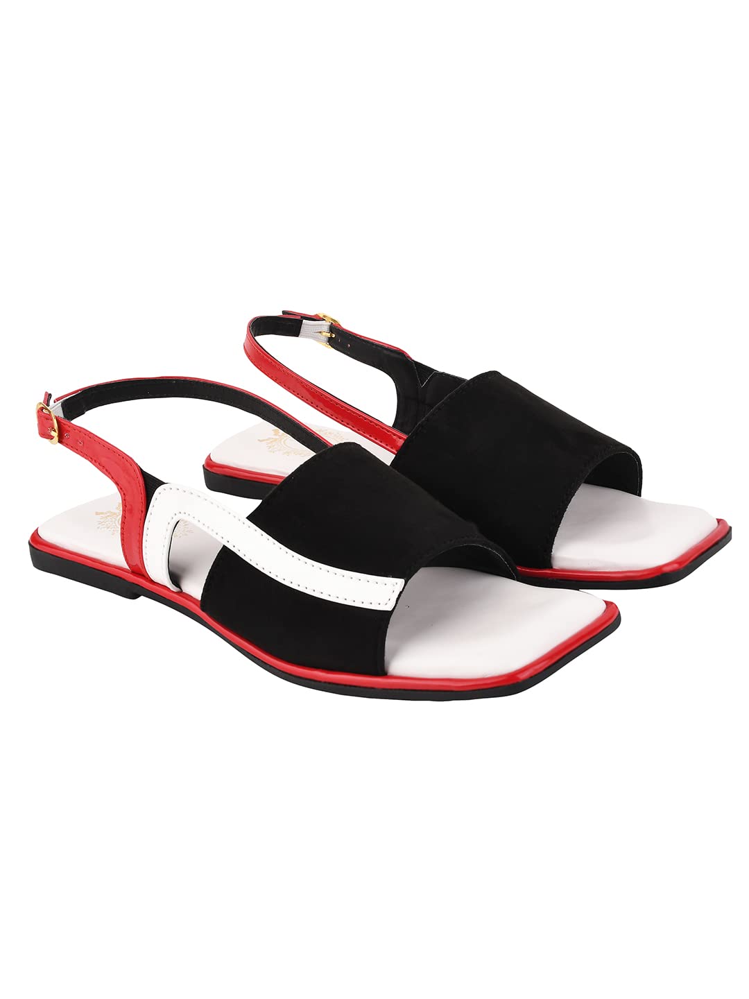Shoetopia Solid Square Toe Black & Red Flat Sandals For Women & Girls /UK6 (B0BZPX3RJS) Amazon Price History, Amazon Price Tracker