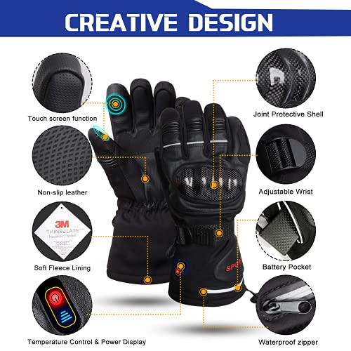 Heated Gloves for Men, BIAL Battery Gloves Winter Gloves with Knuckle Protection Heating Warm Skin Leather Touch Screen… - Image 7