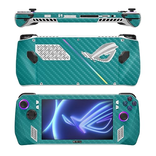 Image of MightySkins Carbon Fiber Skin Compatible with Asus ROG Ally - Solid Teal | Protective, Durable Textured Carbon Fiber Finish | Easy to Apply
