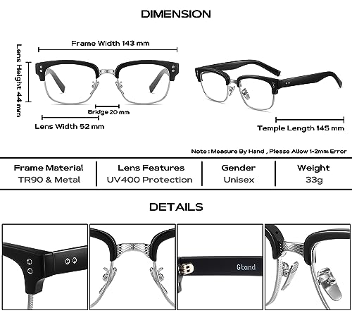 Image of Gtand Vintage Retro Rectangle TR90 Frame Sunglasses For Men Women Fashion Semi-Rimless Metal Sun Glasses Eyewear