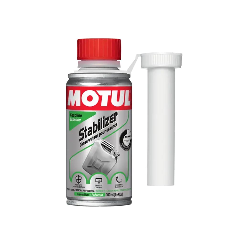 Motul - Stabilisateur de Carburant - Additif de Conservation Essence - Moteurs 2T et 4T - Protection Contre l'Oxydation et les Dépôts - Performances Optimales Après Hivernage - Stabilizer - 250 ml