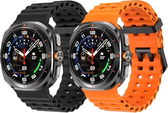 Image of CERLINK Ocean Silicone Sport Bands For Samsung Galaxy Watch Ultra 47MM Band, Adjustable Breathable Soft Waterproof Strap For Galaxy Watch 7 Ultra