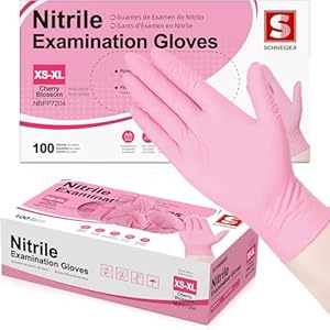 Schneider Nitrile Exam Gloves, 4 Mil Pink Disposable Gloves, Latex Free, Powder Free for Cooking, Cleaning, Examination